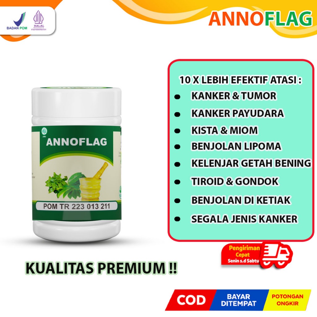 ANNOFLAG OBAT KISTA MIOM OVARIUM LIPOMA BENJOLAN KELENJAR GETAH BENING KANKER HERBAL ASLI ORIGINAL