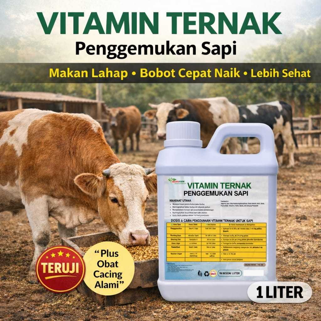 Jual Vitamin Ternak Penggemukan Sapi Cair 1 Liter – Nafsu Makan Naik ...