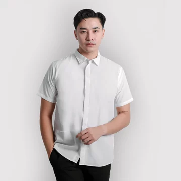 BROGUY Kemeja Zipper Pria Simple Lengan Pendek