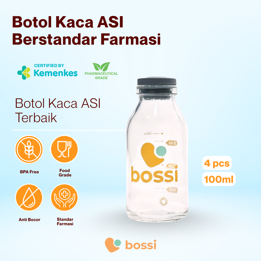 Jual Bossi - Botol Asi Kaca 100 ml 1 Box isi 4 Botol | Shopee Indonesia