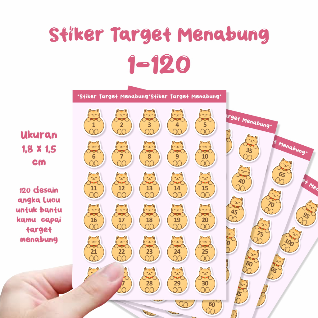 Jual Stiker Target Menabung 1-120 Maneki Neko Kucing Lucu, Stiker ...
