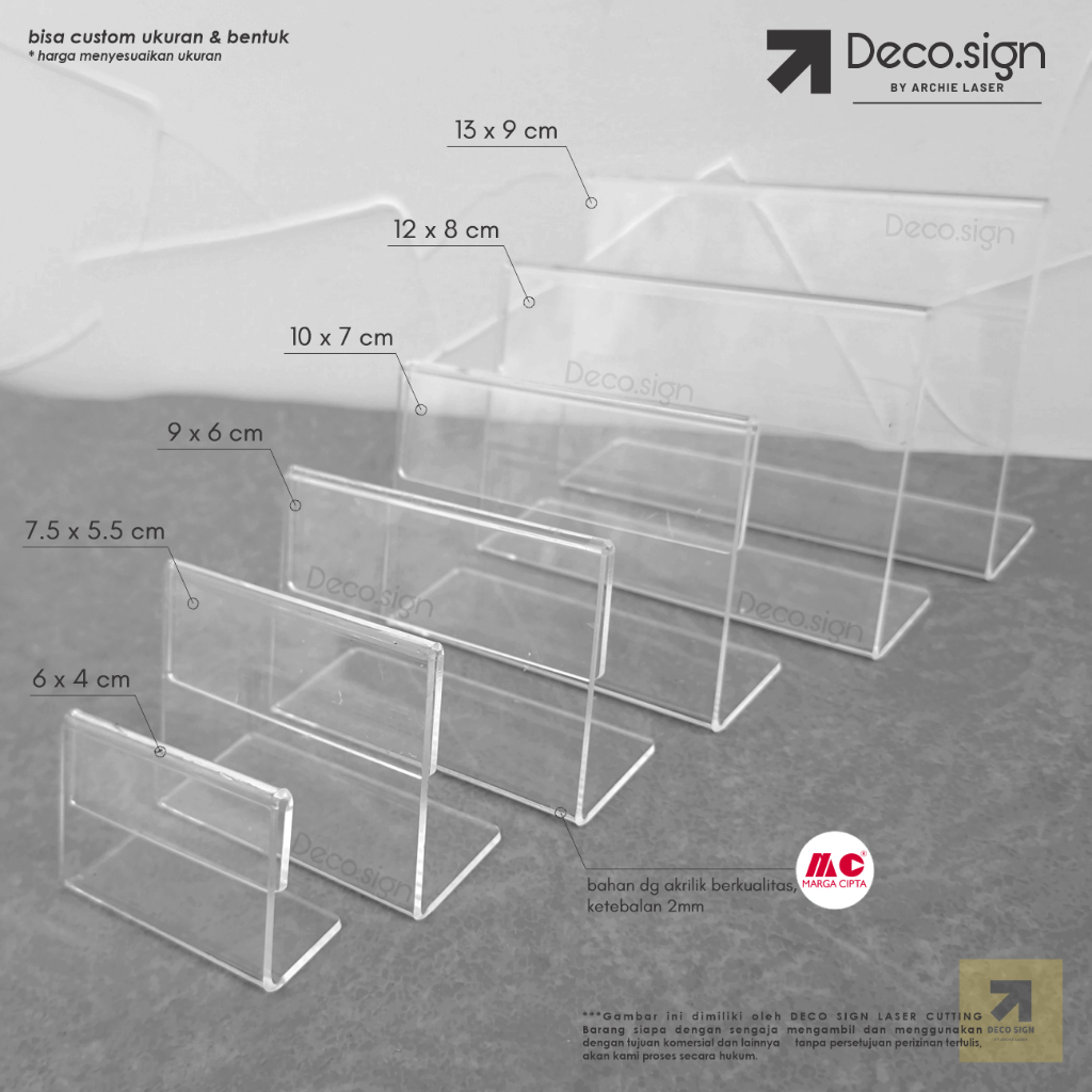 Jual Price Tag Acrylic / Label Harga Akrilik / Kartu Bisnis / Name Tag ...