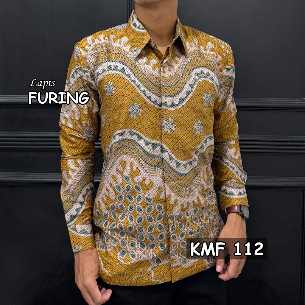 Jual RISNA BATIK Kuning Mustard KMF 112 Kemeja Kuning Lapis Furing ...