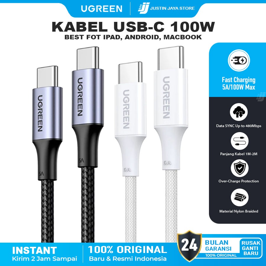 Jual UGREEN Kabel Data PD Type C To Type C Fast Charging 5A Max 100W ...