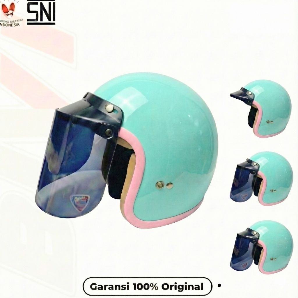 Helm Bogo Bivi Premio List Warna Polos Half Face Sni Pria-wanita Dewasa Hijab