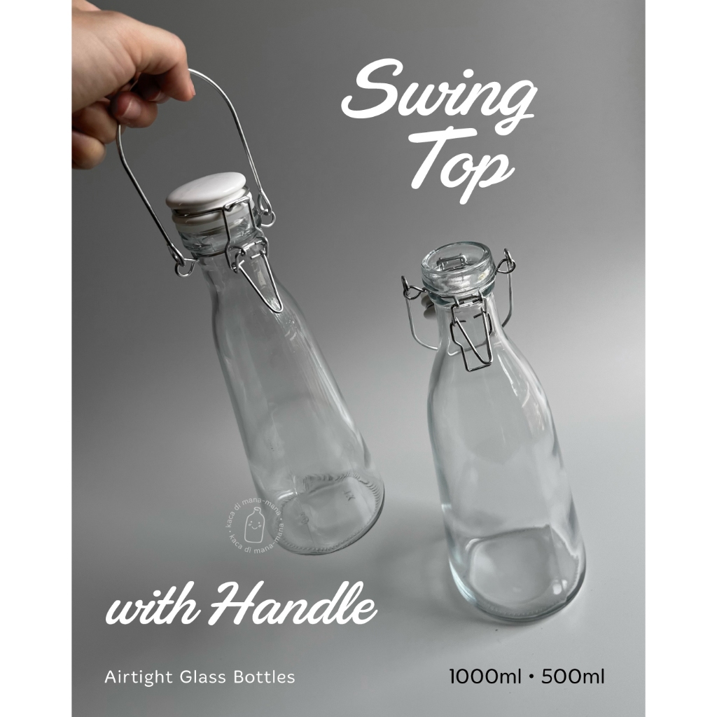 Jual Botol kaca SWING TOP with handle - Swing top glass bottle with ...