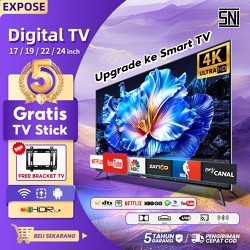 TV Digital 17/19/22/24 Gratis Bracket TV inch Digital TV 4K Netflix/YouTube/WIFI/ Garansi 5 tahun