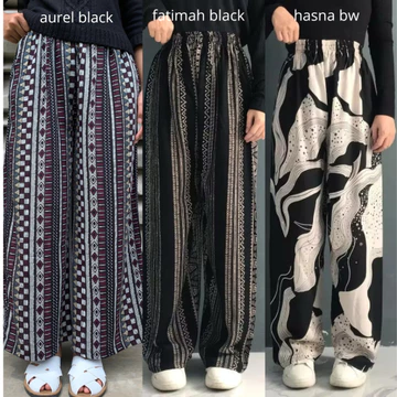 Threelook Paket Hemat 3 Pcs Celana Kulot Hommy Rayon Viscose Marshanda Model Remaja Motif 2025