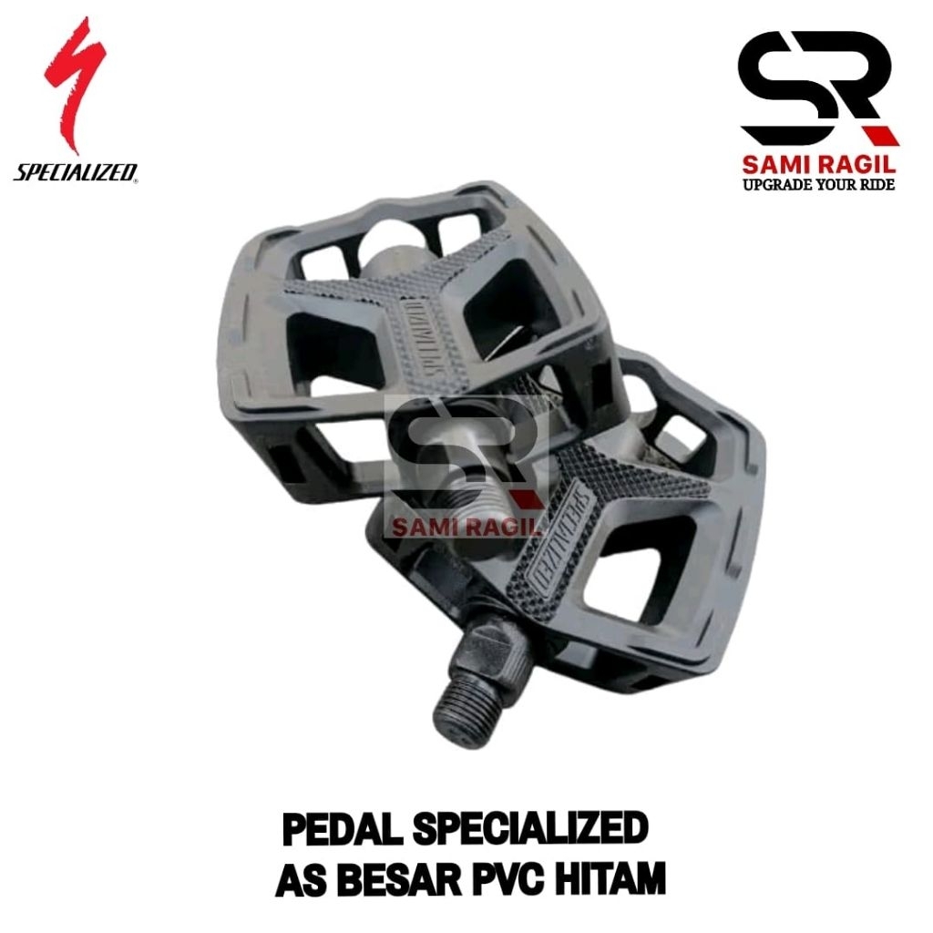 Jual PEDAL SEPEDA SPECIALIZED SP-306 AS BESAR 9/16 HITAM PVC KANAN KIRI ...