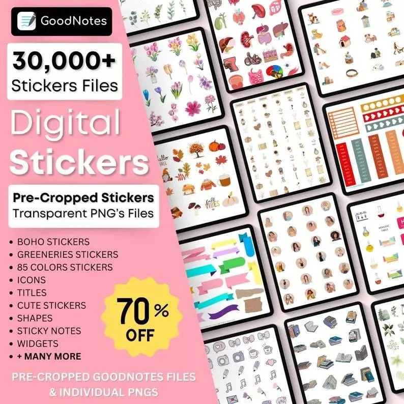 Jual 30000+ Daily Digital Sticker Book for Goodnotes, PNG Files of ...