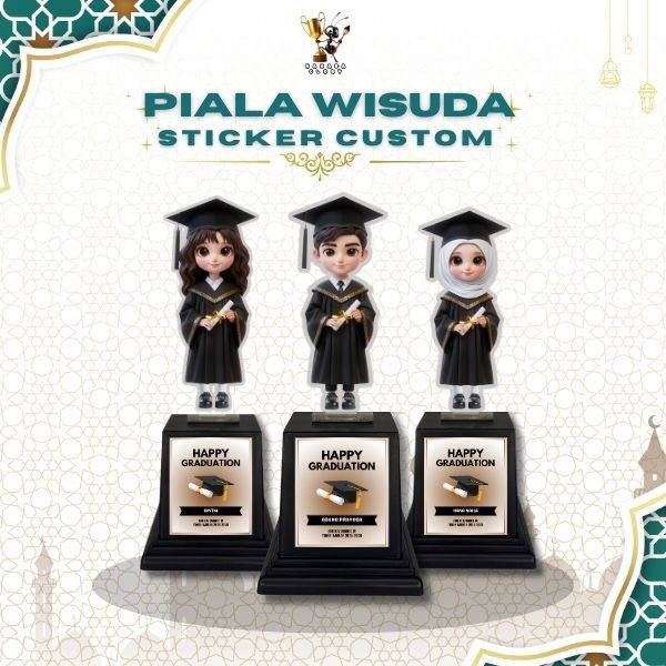 Jual (New Arrival) Piala Akrilik Wisuda Sticker Custom Plus Tatakan ...