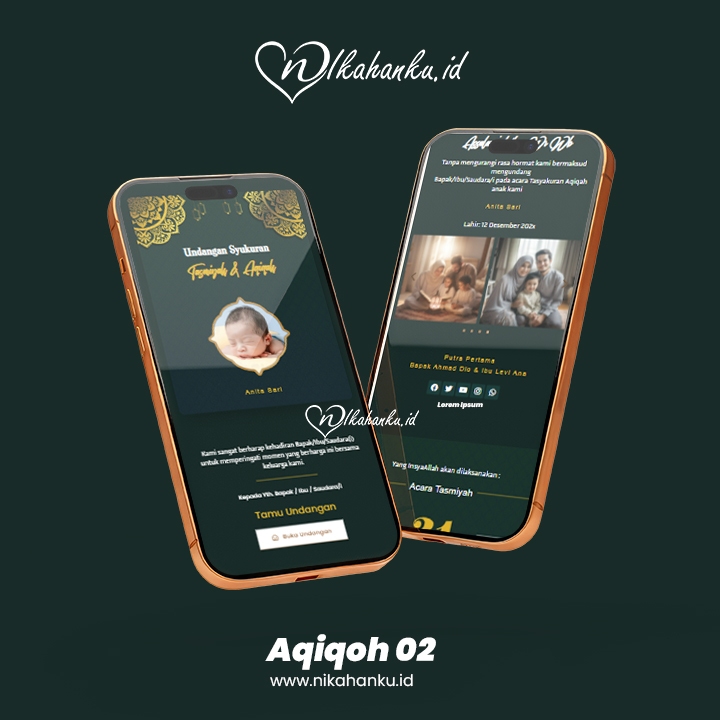 Undangan Digital Website | Tema Aqikoh | Bebas Revisi & Fitur RSVP | Nikahanku.id
