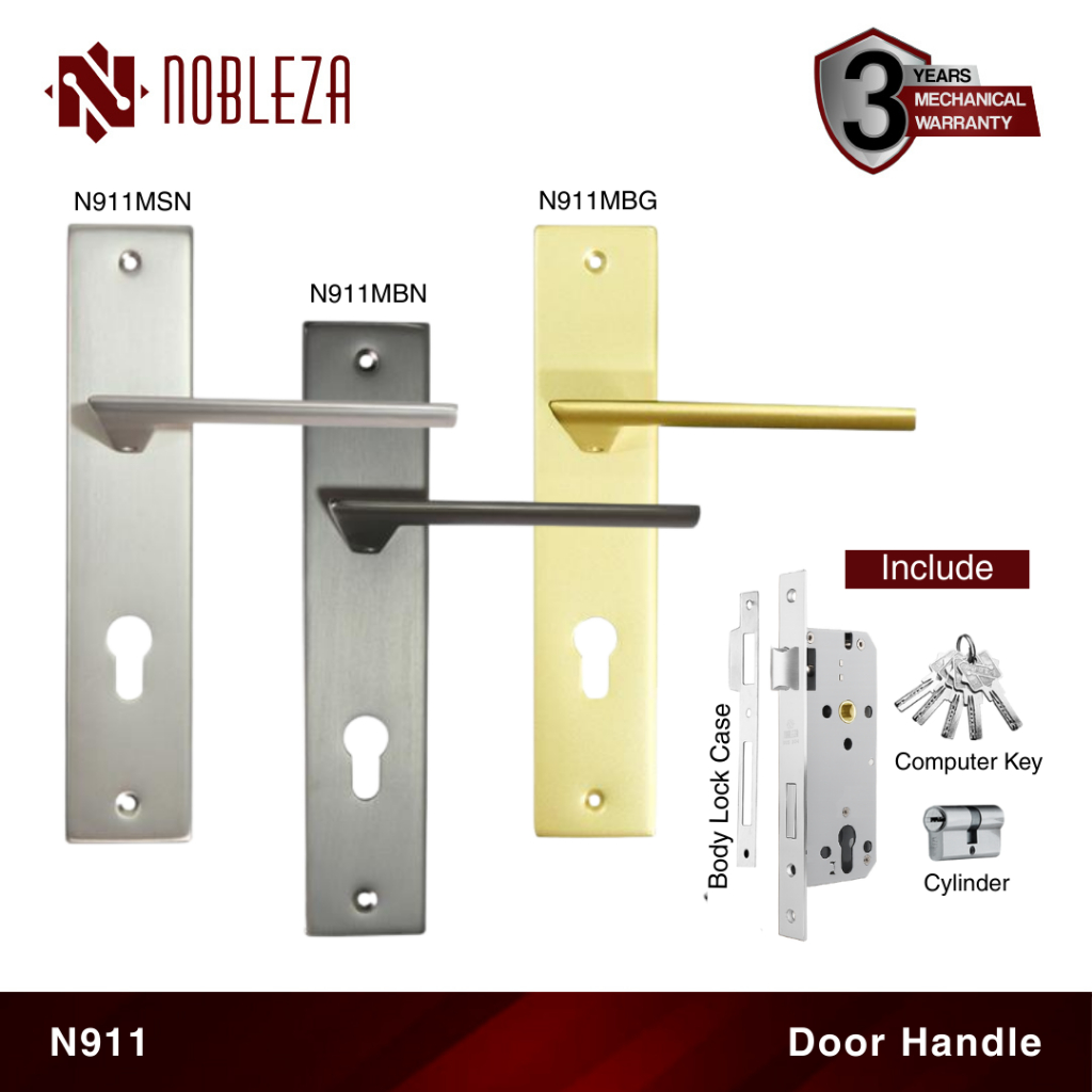 NOBLEZA Door Handle Pintu Gagang Kunci Besar Gold Matte Satin Black Nikel