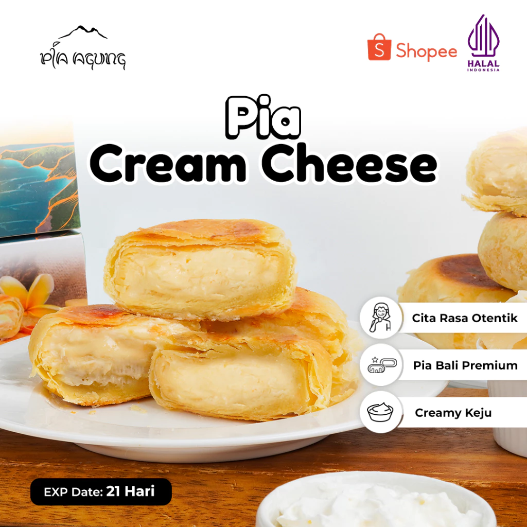 Pia Agung Pia Cream Cheese dengan isian cream cheese lembut dan kulit buttery