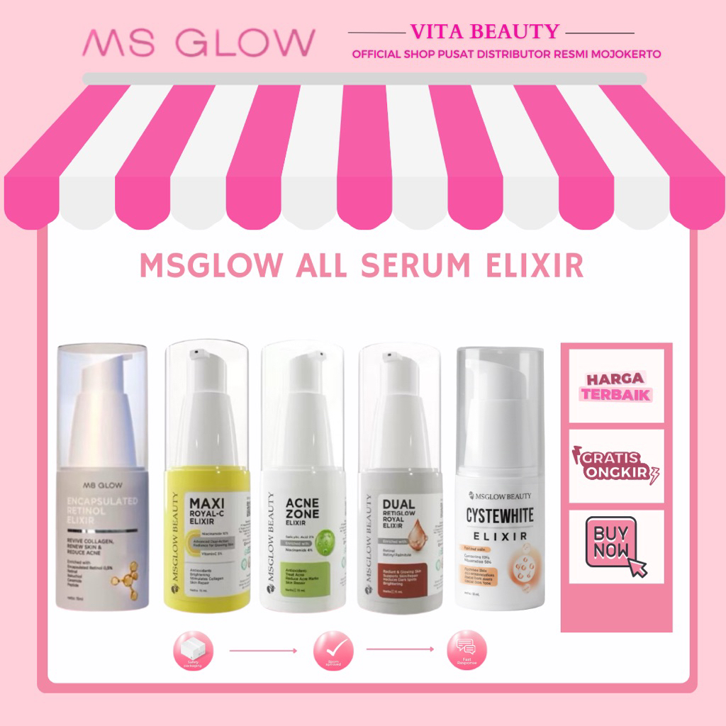 Jual ELIXIR SERUM MSGLOW | Maxi Royal-c | Acne Zone Elixir | Dual ...