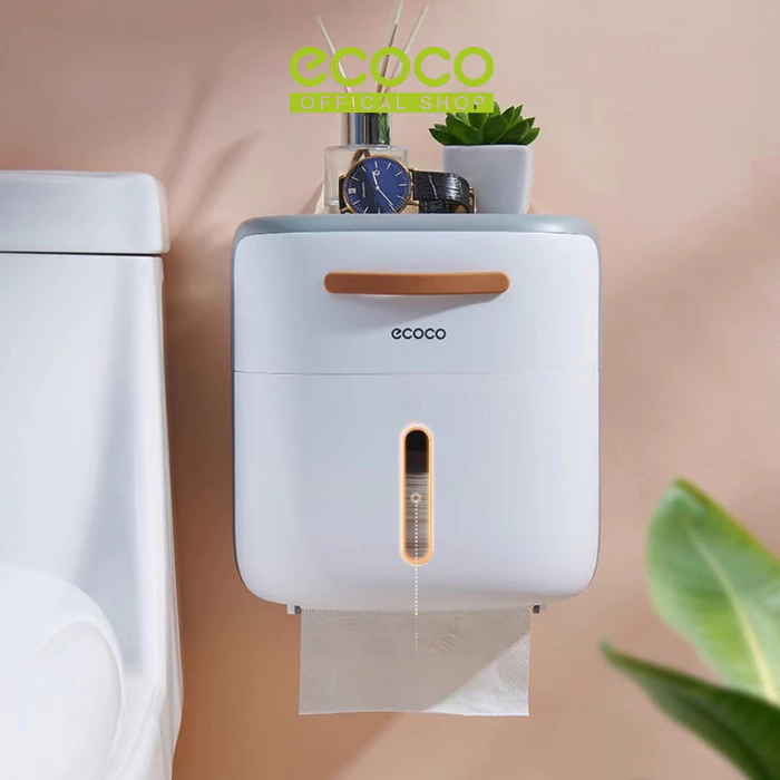 ECOCO Double Modern Tissue Box - Kotak tempat tisu anti air toilet paper box dispenser tisu gantung simple modern - foto 1