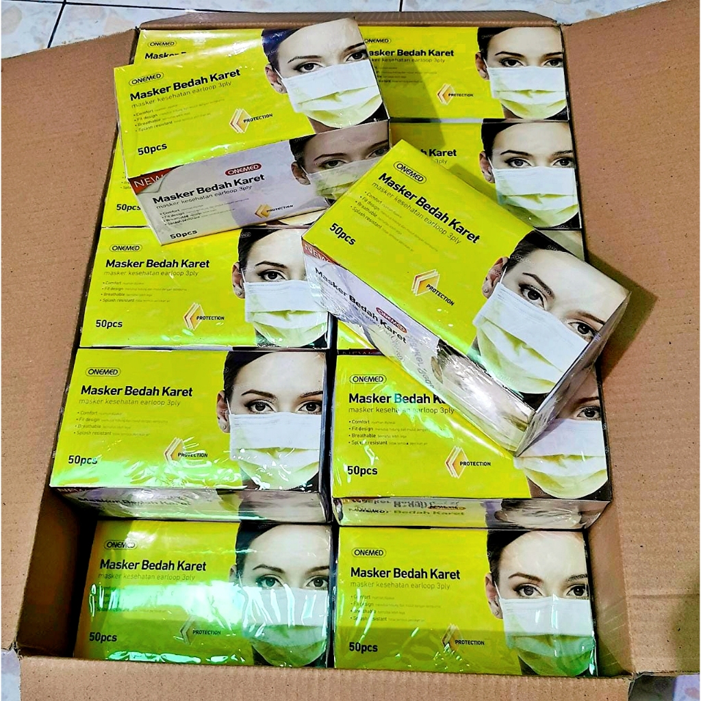 Jual Masker Medis Kuning Onemed 20 box Masker Medis Kuning Kartonan ...