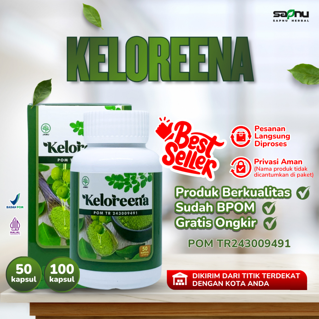 Keloreena Kapsul 100% Asli Original Ekstrak Daun Kelor atau Moringa Oleifera Obat Kolesterol Hipertensi Tekanan Darah Tinggi Diabetes Gula Darah Tinggi Radang dan Nyeri Sendi yang Terbukti Ampuh Membantu, dengan Efek yang Tidak Selalu Sama