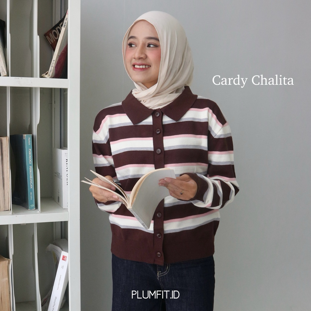 Jual PLUMFIT - Cardigan Stripe Viscose Kancing Aktif CHALITA | Shopee ...