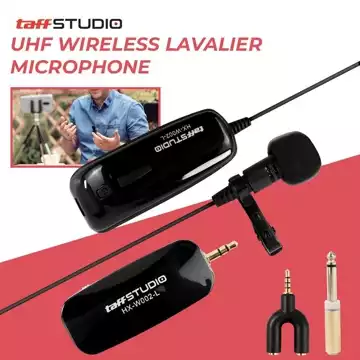 MS TaffSTUDIO UHF Mic Clip On Wireless Konten Kreator Microphone Lavalier HP Transmitter HX
