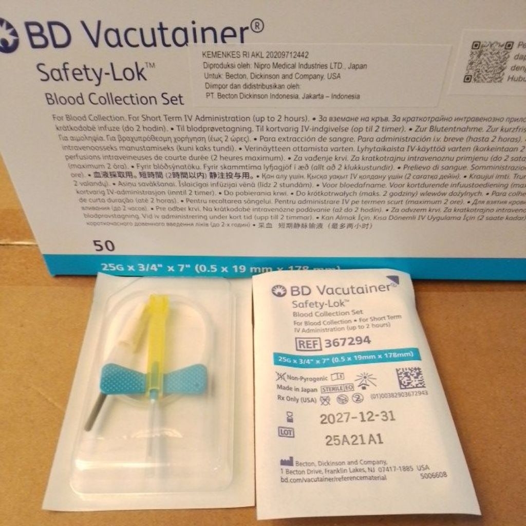 Jual BD vacutainer safety-lok no.25 / wing nidel BD-isi 50pcs | Shopee ...