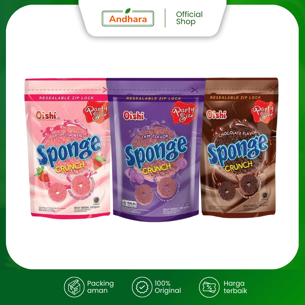 Jual Oishi SPONGE Crunch Pouch Party Size 100gr - Makanan Ringan ...
