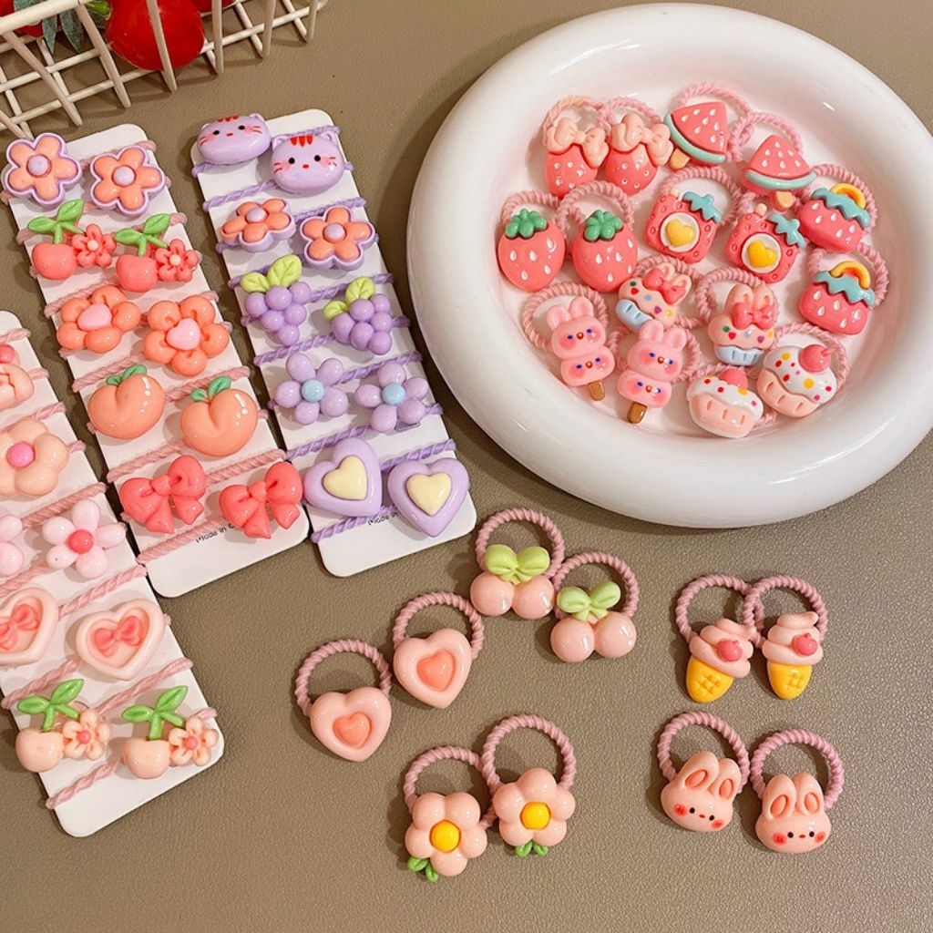 Jual 10PC/SET IKAT RAMBUT ANAK MOTIF KARAKTER KC16 | Shopee Indonesia