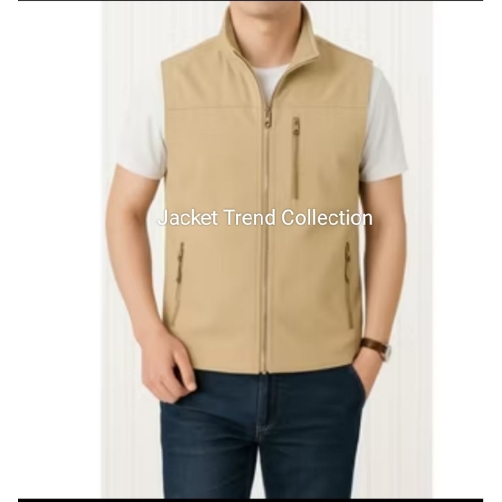 Jual Jaket rompi vest motor pria pelindung dada anti angin casual ...