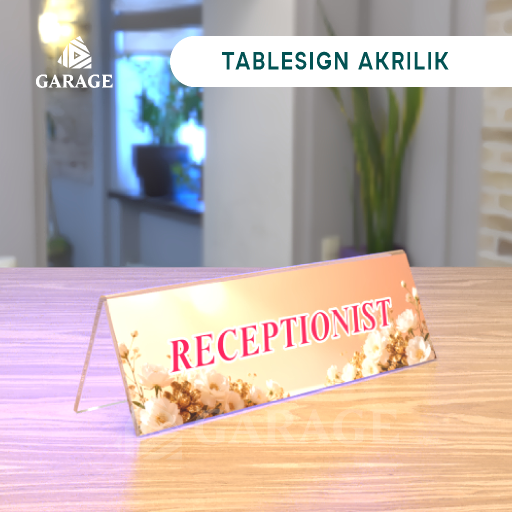 Jual TABLESIGN Akrilik Flower Estetik | Nama Meja Estetik RECEPTIONIST ...