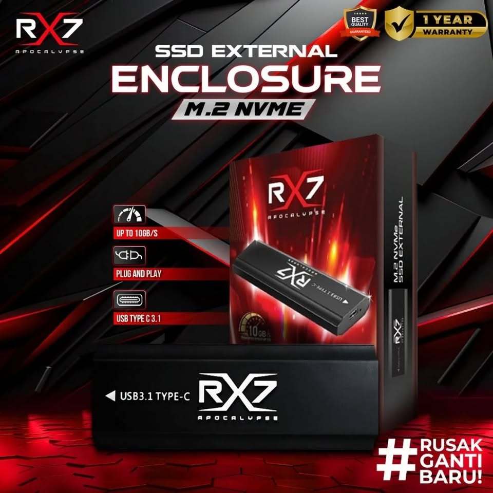 Jual Enclosure M.2 NVME RX7 / Casing SSD Eksternal M.2 NVME type C USB ...