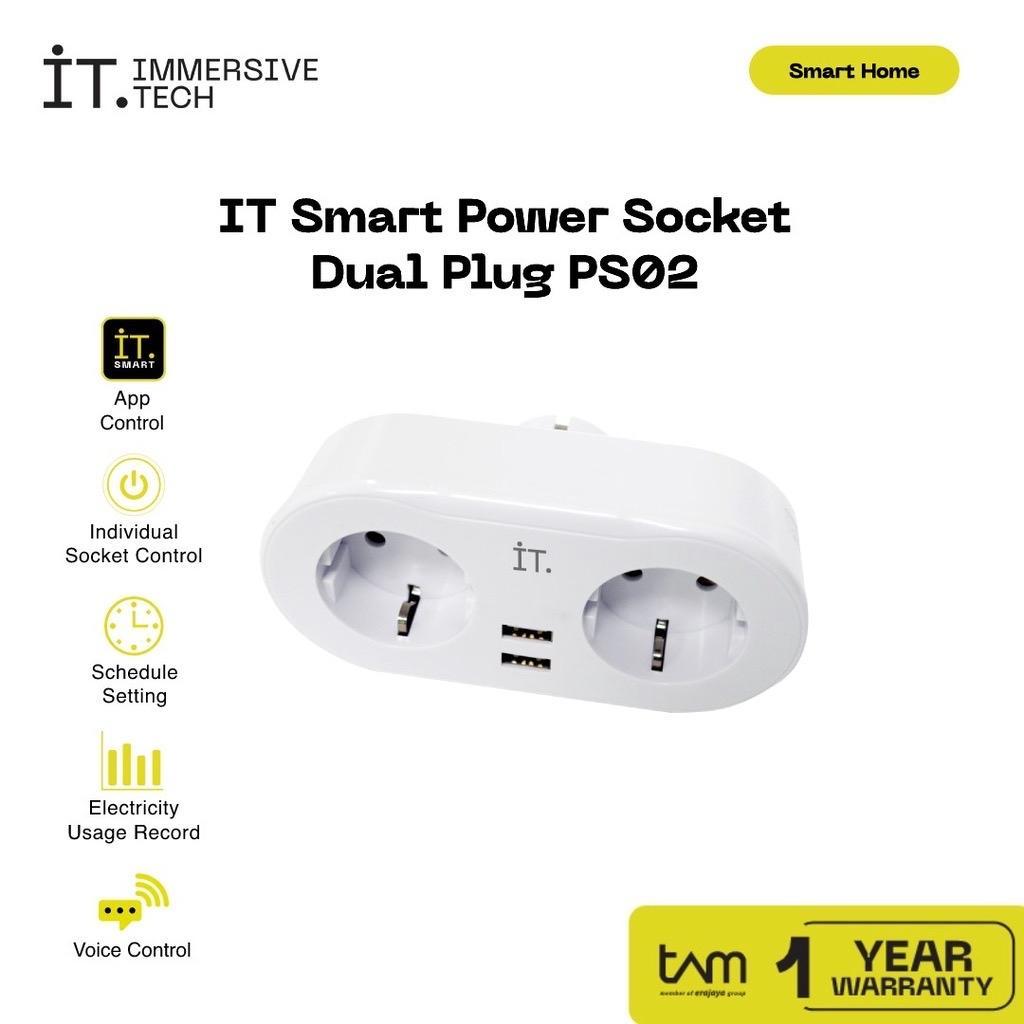 Jual IT Smart Dual Plug PS02 - 2 Power Port 2 Port USB Stop Kontak ...