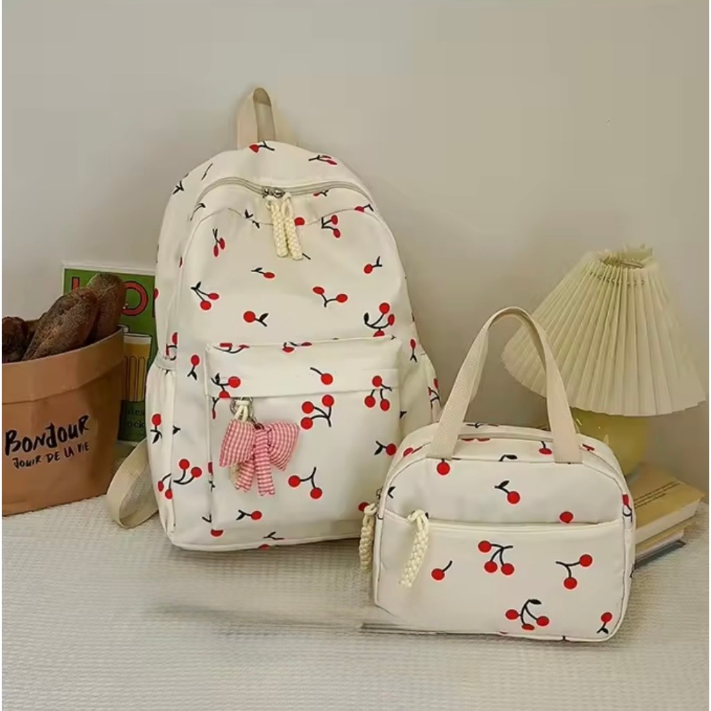 Jual Tas Ransel Motif Buah Cerry Terbaru Multifungsi Trendi Tas Sekolah ...