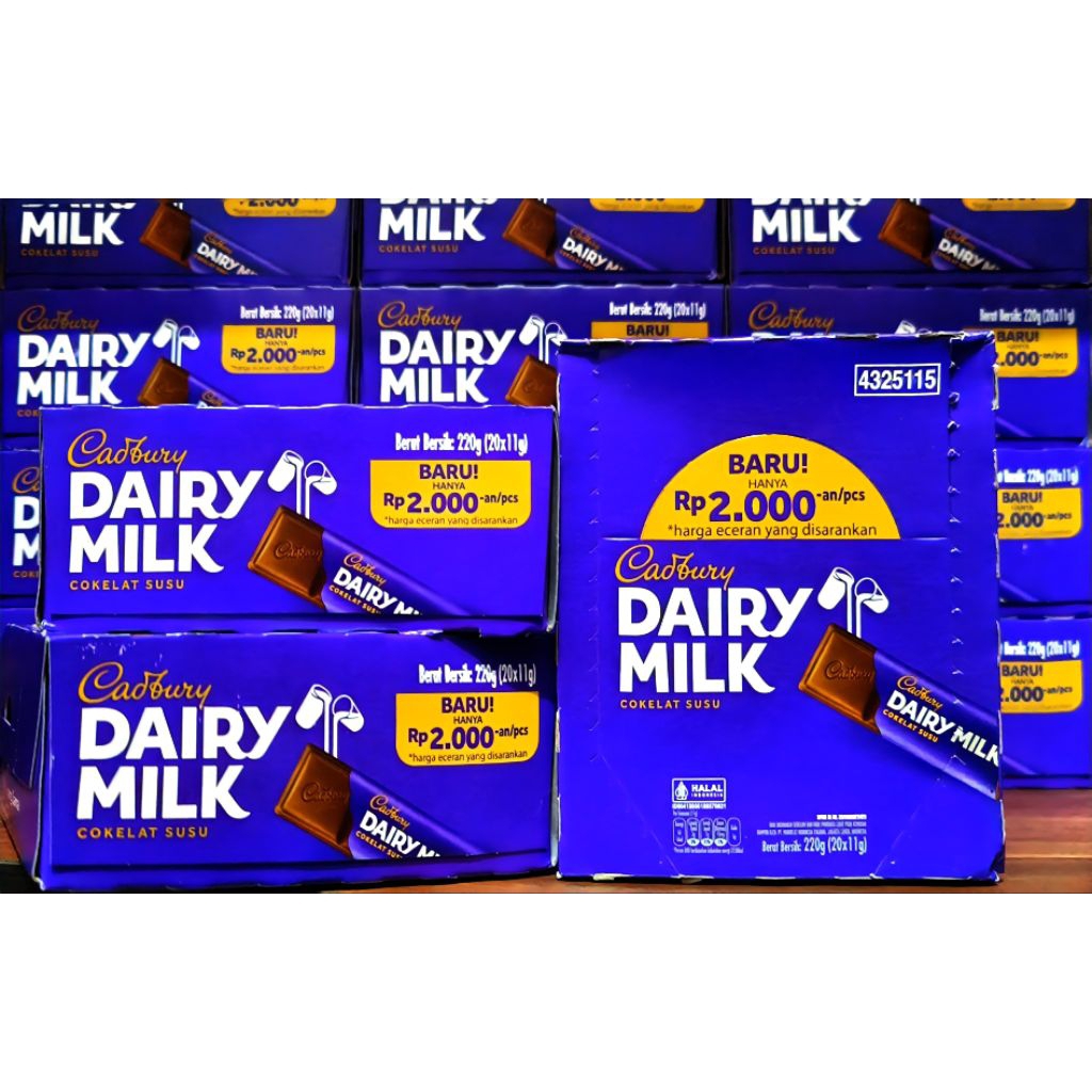 Jual Cadbury DAIRY MILK Cokelat Susu Box Isi 20pcs @11gr | Shopee Indonesia