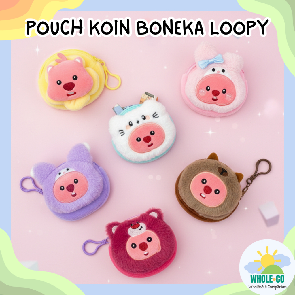 Jual Pouch Koin Bag Charm Loopy San San Premium Pastel Lembut Fluffy ...