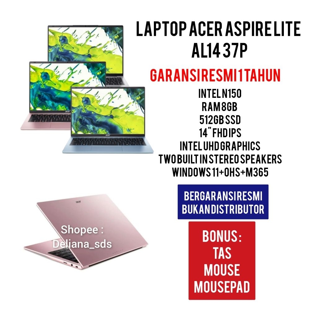 Jual Laptop Acer Aspire Lite AL14 37P Intel N150 8GB/512GB SSD 14