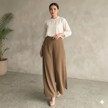 DEMA JEHA Kulot Wanita High Waist Flowy Ceruty Babydoll Premium Standar Jumbo Celana Panjang