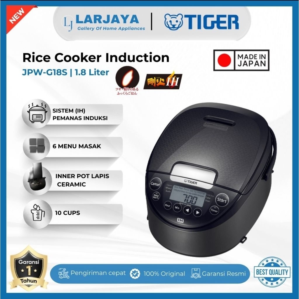 Jual Tiger Rice Cooker IH JPW-G10S/G18S Penanak Nasi 3 Lapis Keramik ...
