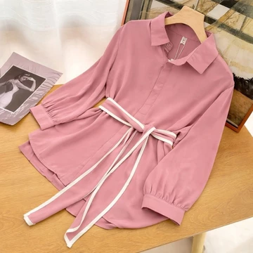 Vallina Outfit Mika Shirt Blouse Plained Atasan Kemeja Wanita Korean Style Muslim Premium