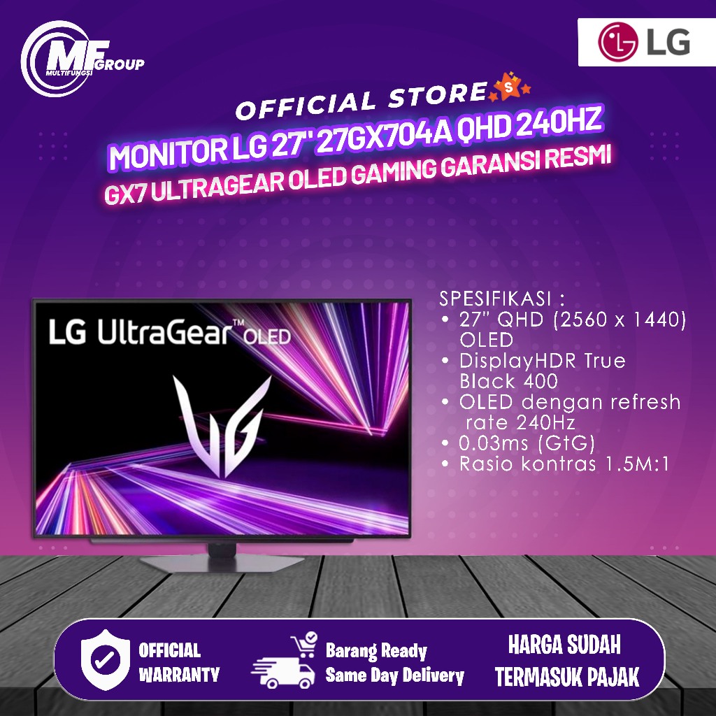 Jual Monitor LG 27" 27GX704A QHD 240Hz GX7 UltraGear OLED Gaming ...