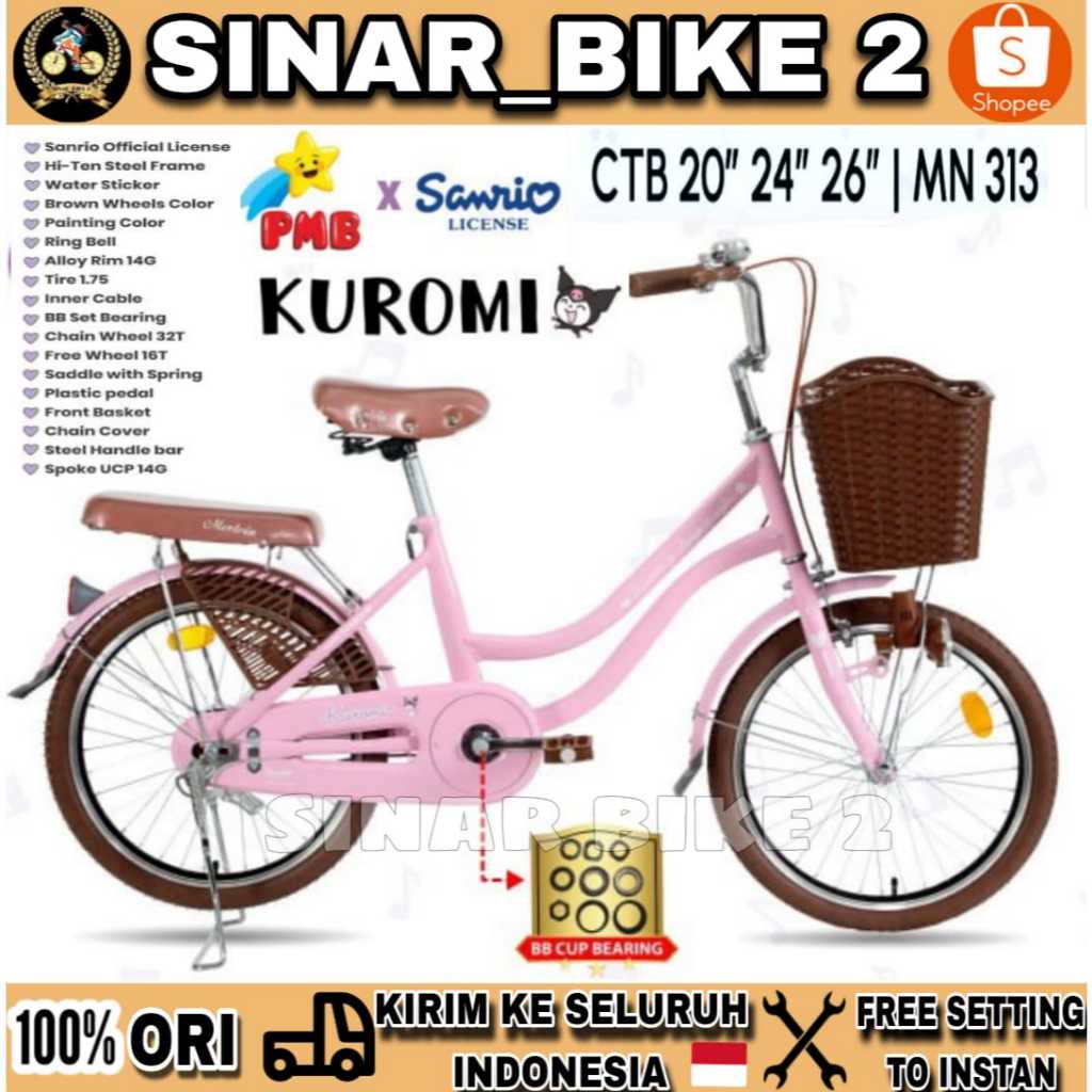 Jual Sepeda Mini Perempuan Anak Remaja Dewasa Keranjang PMB SANRIO CTB ...