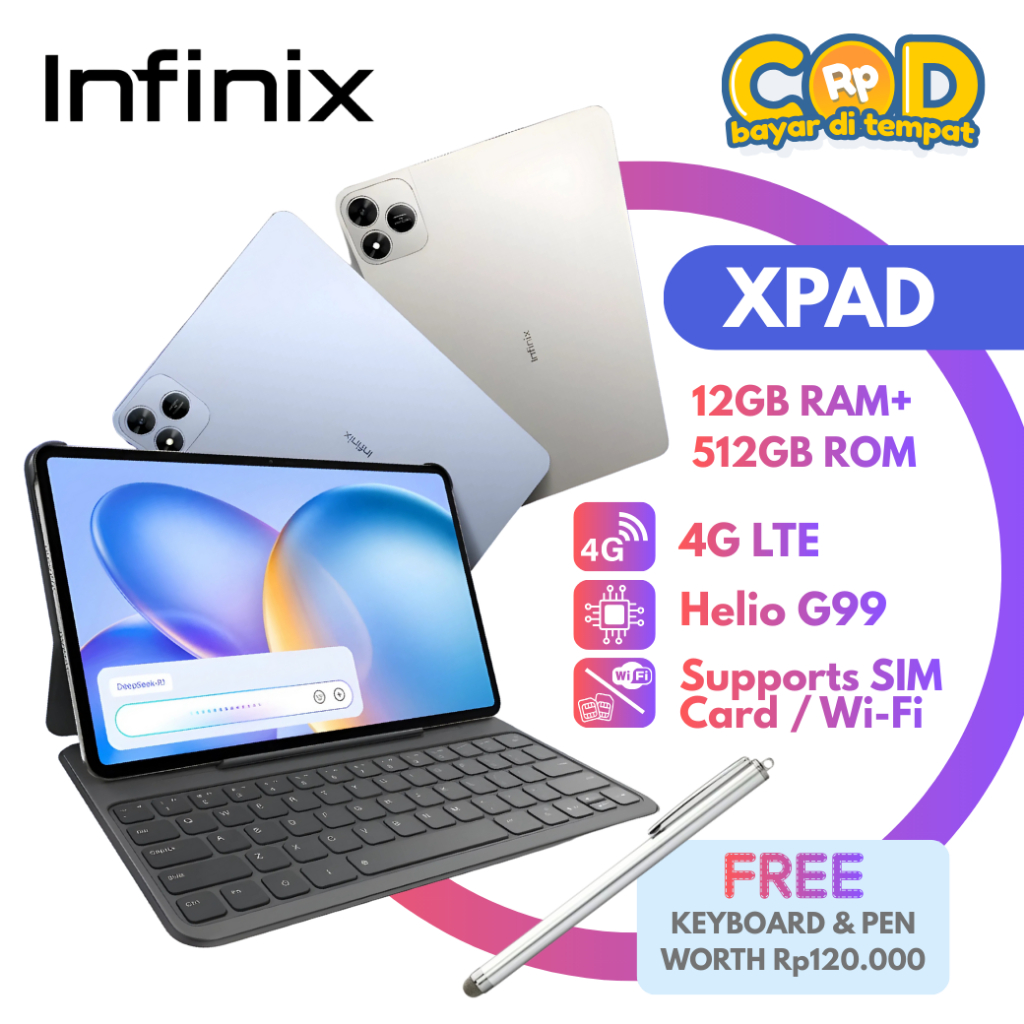 Jual Infinix XPAD Tablet 4G LTE SIM + WiFi 12GB RAM + 512GB ROM ...