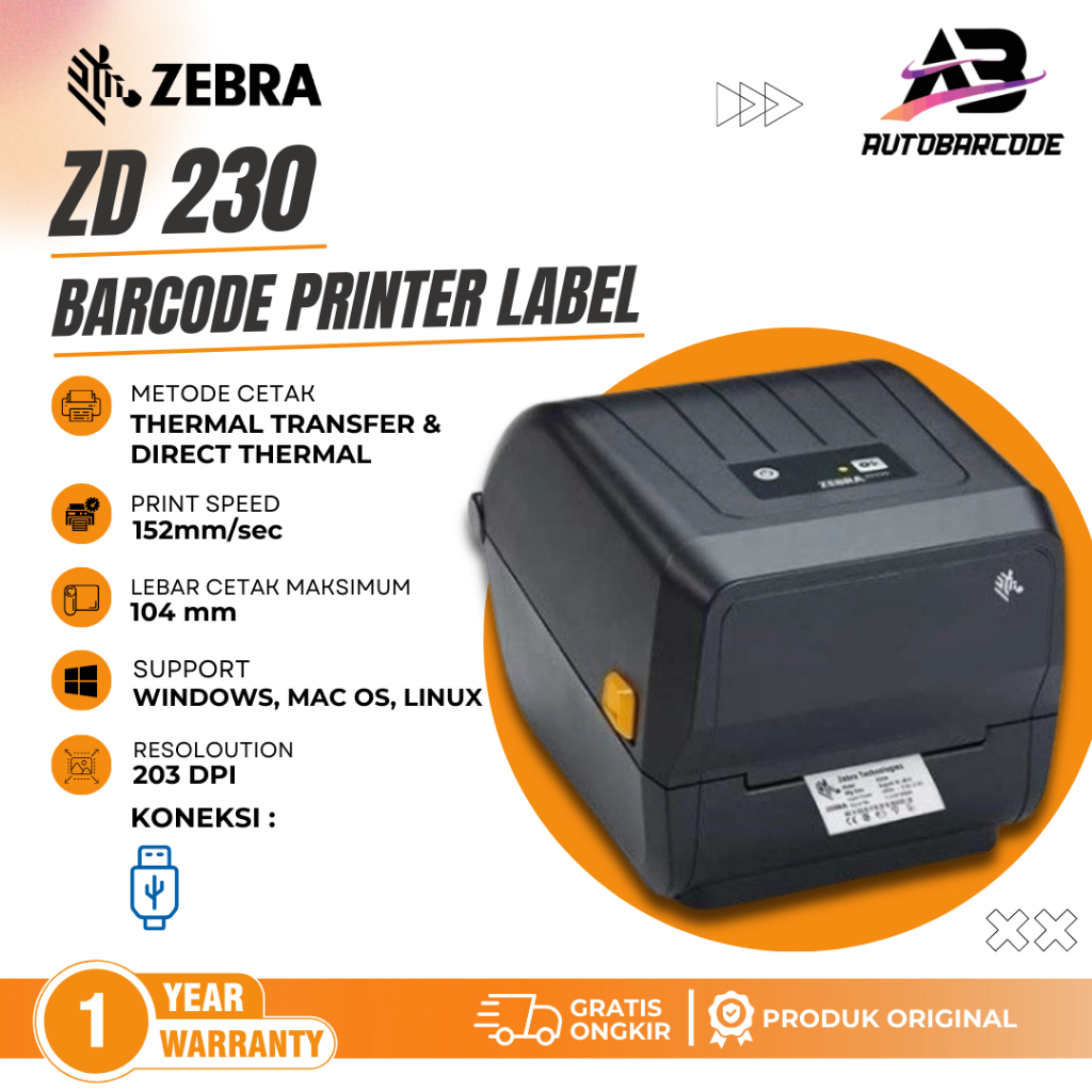 Jual Printer Barcode Zebra ZD230 Transfer Label Barcode Harga Tinta ...