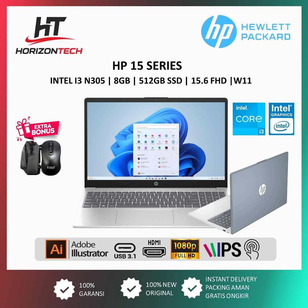 Jual Laptop HP 15 Intel Core I3 N305 8GB 512GB 15.6 FHD IPS Touch ...