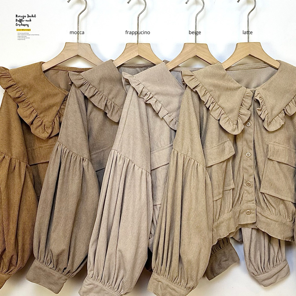 Jual Kemeja Jacket Ruffle-neck Corduroy | Shopee Indonesia