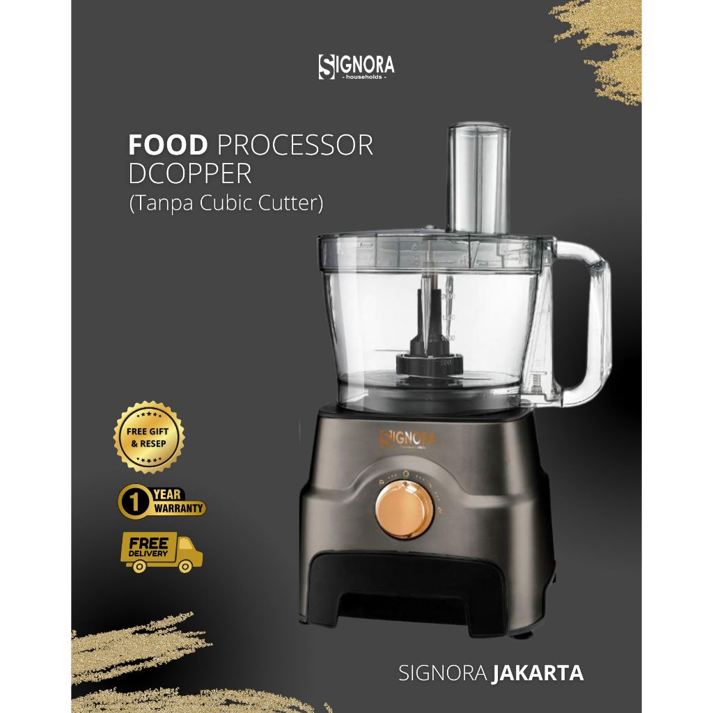 Jual SIGNORA - New food processor dcopper grey (tanpa cubic cutter ...