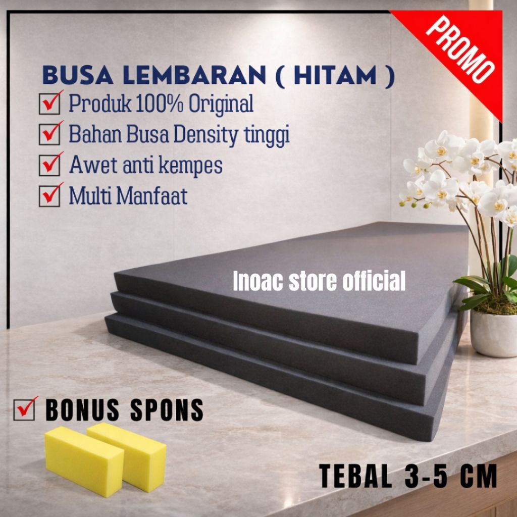 Jual Busa Lembaran Hitam Tebal 5cm – Inoac Original | Busa Padat Anti ...