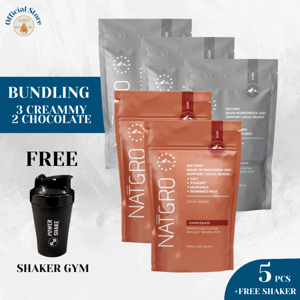 Jual NATGRO Bundling 5 pcs + SHAKER / 25x Serving / Kombinasi Susu Skim ...