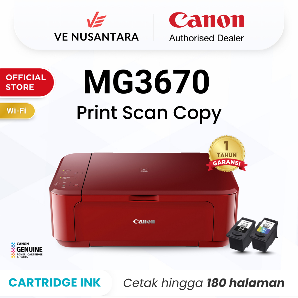 Jual Printer Inkjet Canon PIXMA MG3670 Merah Red MG 3670 - Duplex WiFi ...