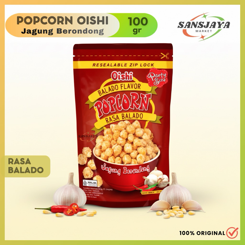 Jual Oishi Popcorn Rasa Baldo Gurih Kemasan Resealable, 100gr | Shopee ...