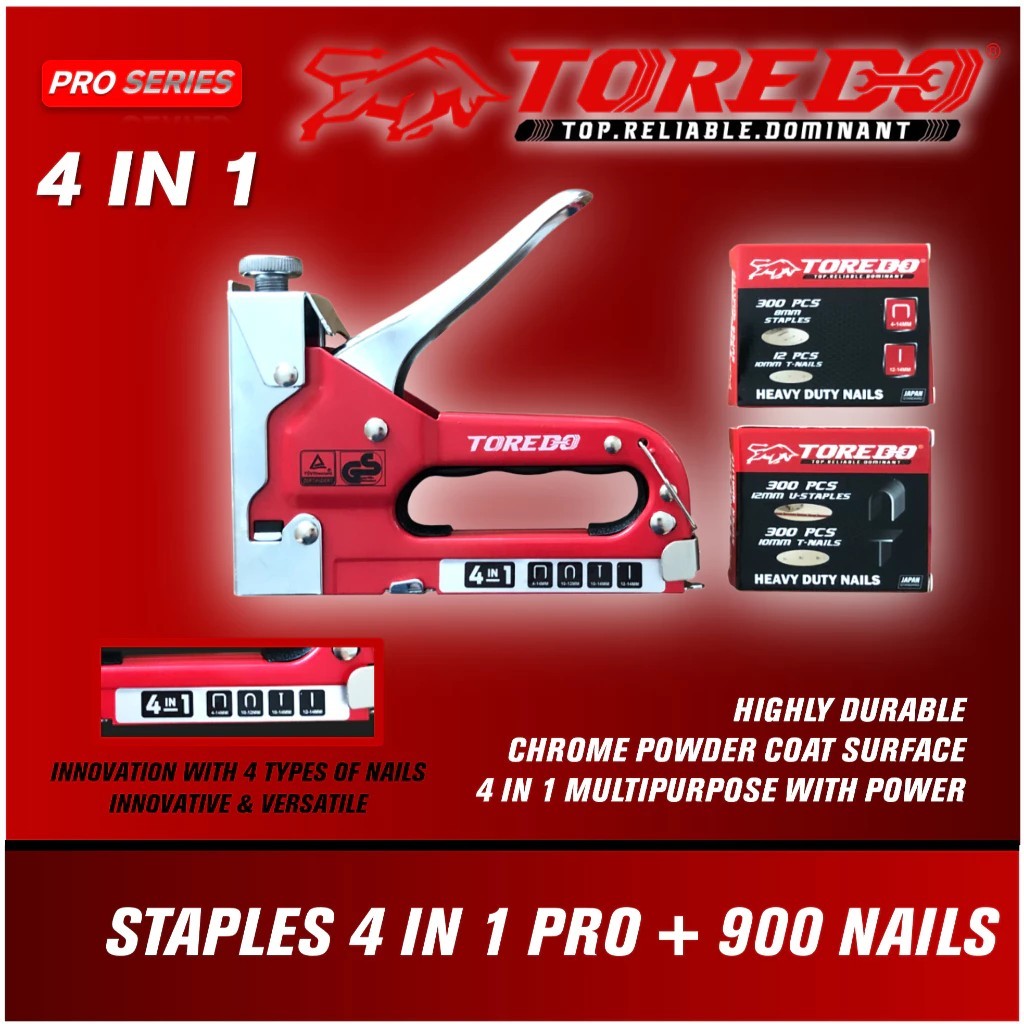 Jual Toredo Staples Tembak 4in1 + 900 Nails PRO | Alat Tembak Paku ...
